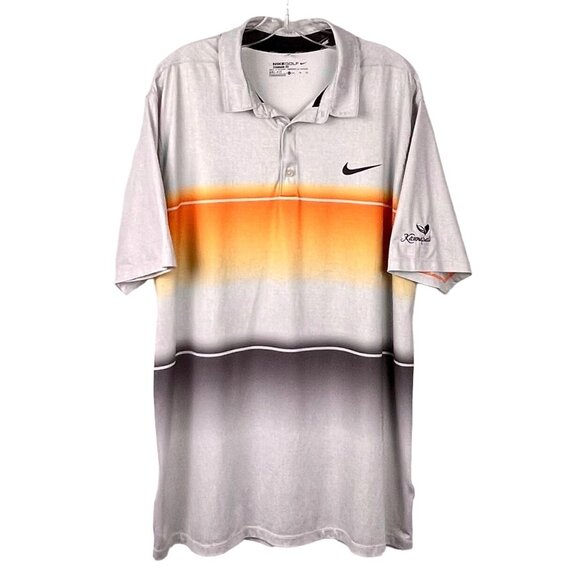 Nike Golf Dri-Fit Mens XL Gradient Polo Shirt Kaanapali Orange Gray White EUC - Picture 1 of 14